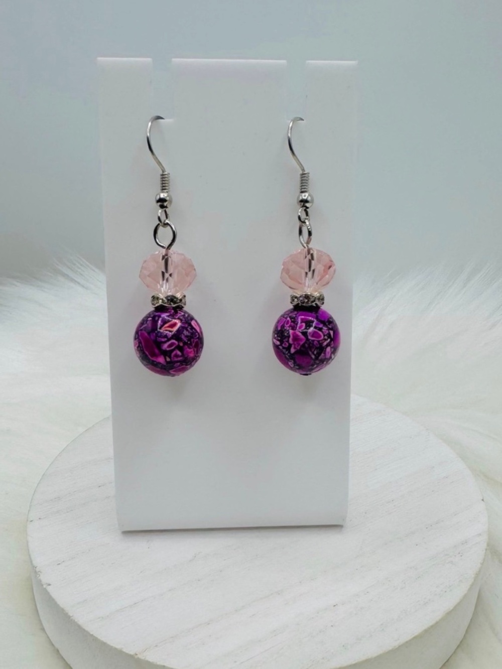 Pink theme Beaded Dangling earrings